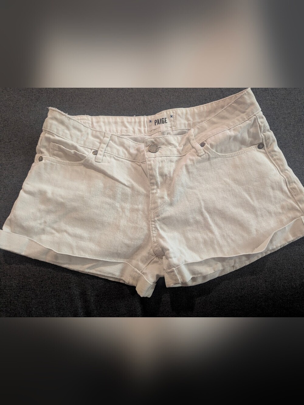 PAIGE High-Rise White Denim Shorts